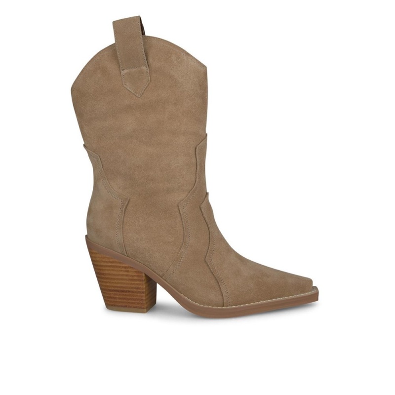 Bottines Alma En Pena Cowboy Cuir Kaki Femme | KYU-87883316